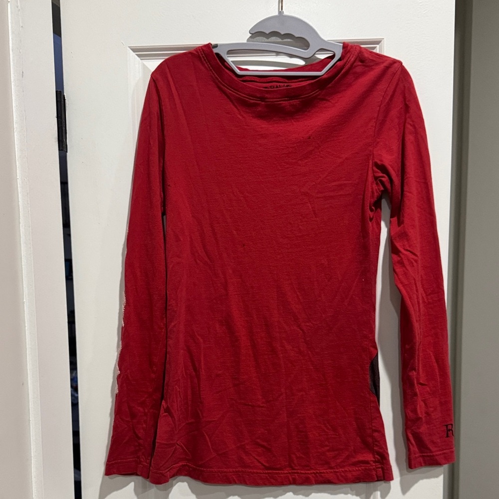 Elegant Red Long Sleeve Women's Tee